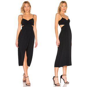 NWT A.L.C. Sienna Surplice Cut Out Midi Cocktail Dress Midnight Black 2